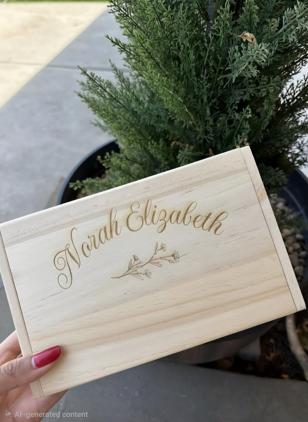 Laser Engraved Wooden Keepsake & Gift Box — Paintable Raw Wood